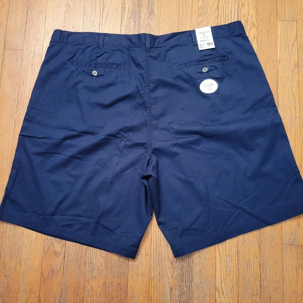 Saddlebred 46W Shorts Navy Blue Pleated Comfort Flex 10